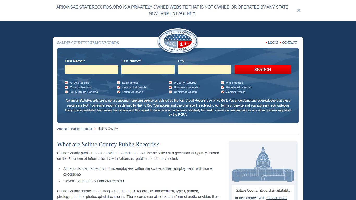 Saline County Arrest, Court, and Public Records | StateRecords.org